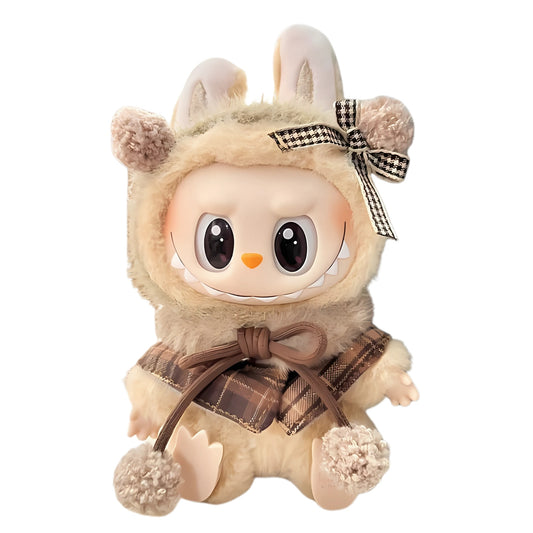 Winter shawl with bear-ear headband outfit