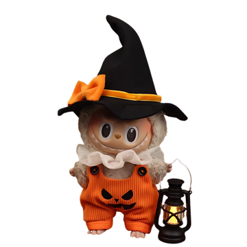 Spooky Pumpkin Patch Overalls with Witch Hat