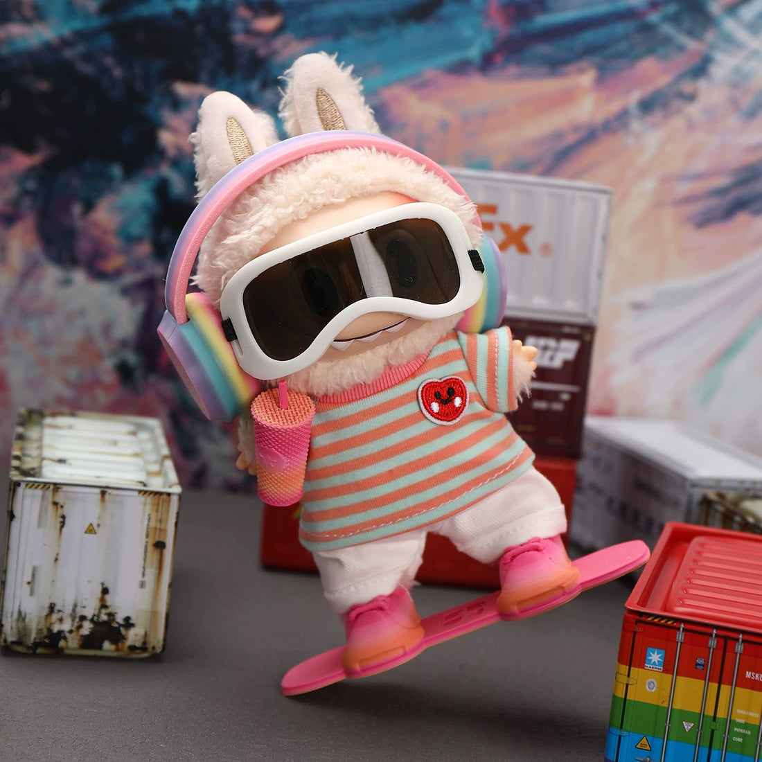Labubu Rainbow Snowboarder Outfit - 6-Piece Winter Set