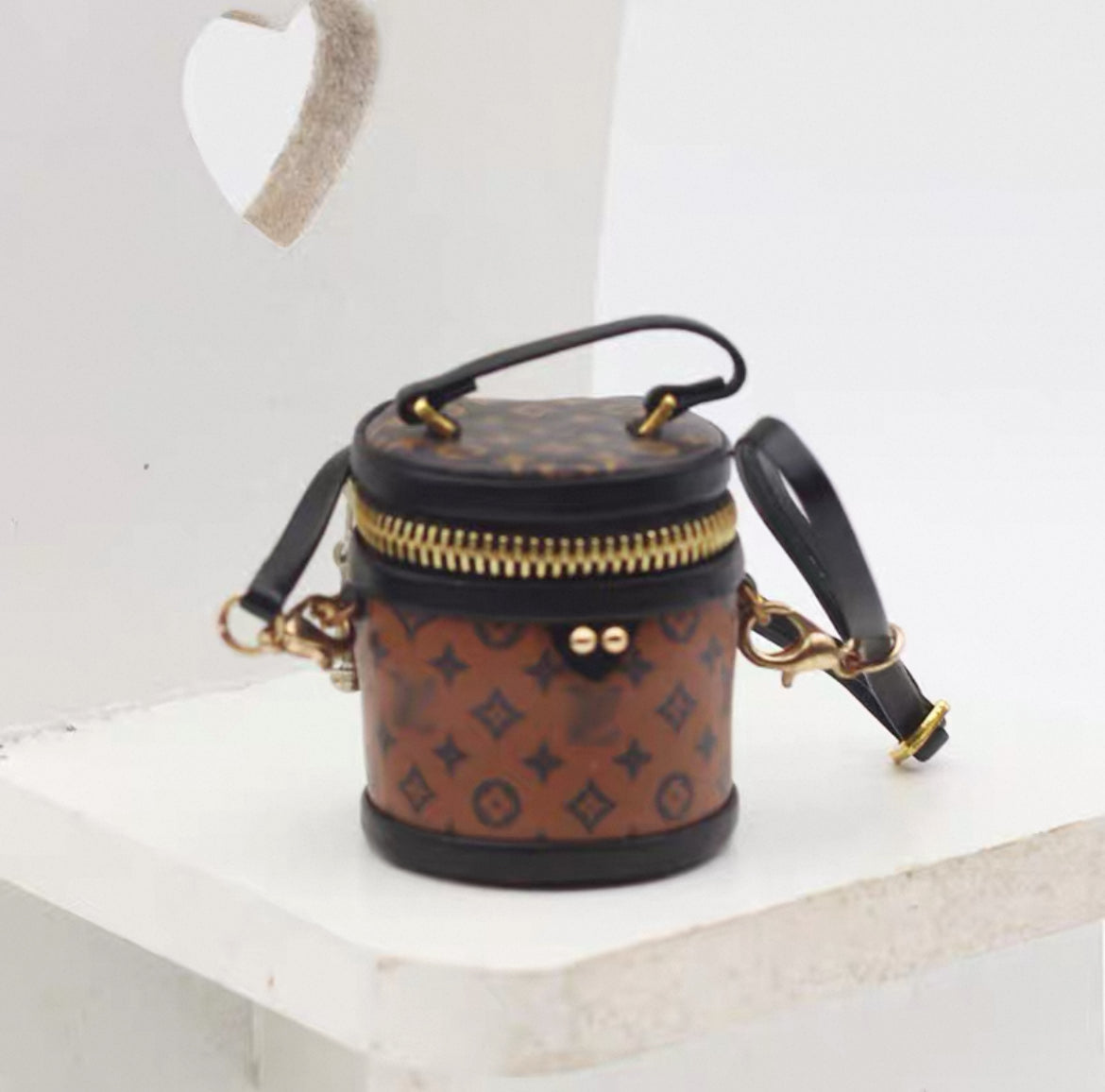 Miniature Bucket Bag with Monogram Pattern