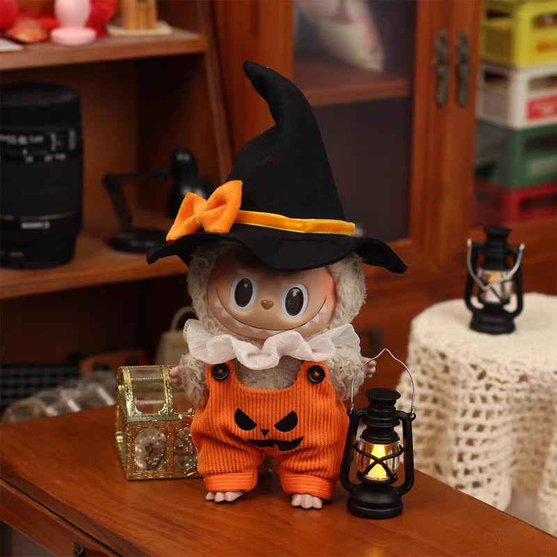 Spooky Pumpkin Patch Overalls with Witch Hat